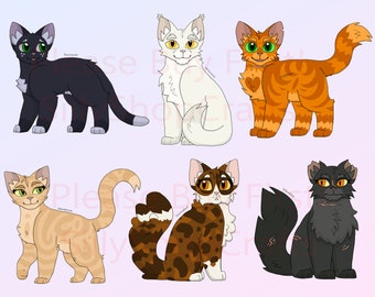 Warrior Cats Stickers: Into the Wild Character PNGs - Full Body - (Instant Download, 6pc Value Pack)