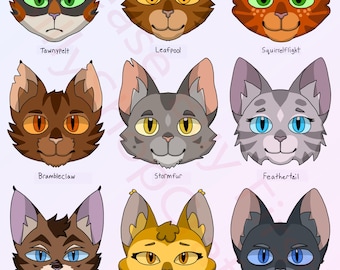 Warrior Cats Stickers: The New Prophecy Character PNGs (Digital Download, 9pc Value Pack)