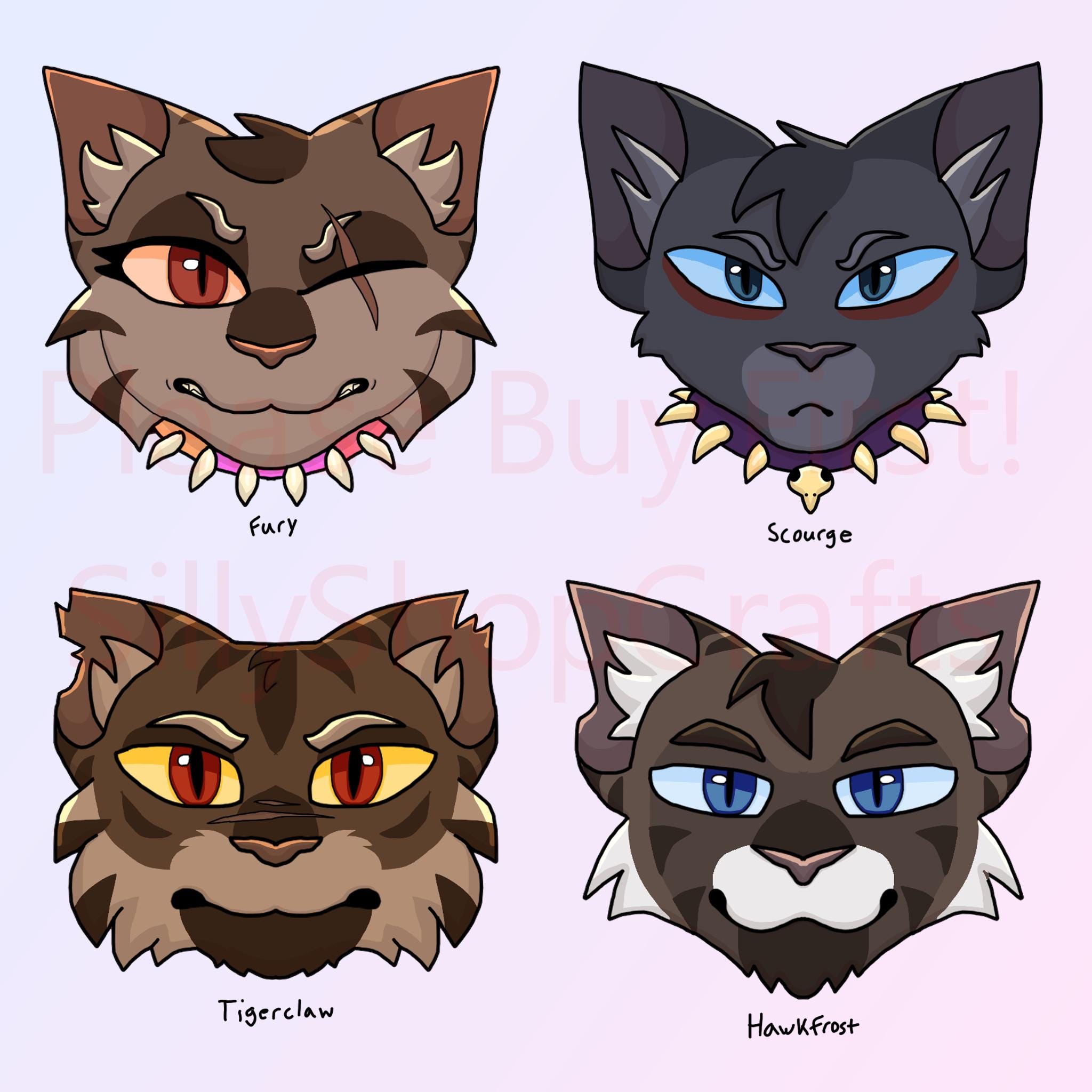 Warrior Cats Stickers Clan Villain Pngs Faces (instant Download