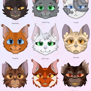 warrior cats Digitale Aufkleber SOFORT-DOWNLOAD: Omen der Sterne (9 Aufkleber enthalten!)