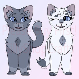 Warrior Cats Stickers: Bluestar&#39;s Prophecy PNGs - Bluestar and Snowfur - Full Body - (Digital Download, 2pc Value Pack)
