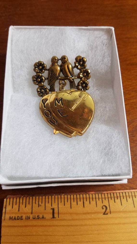 1940's Lovebirds Locket Brooch