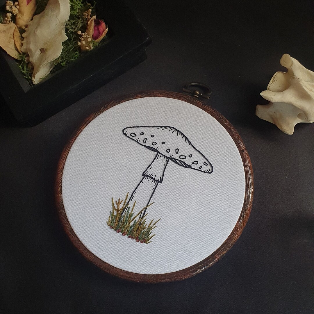 Mushroom Hoop 2 Embroidery Plant Nature Fungi Etsy