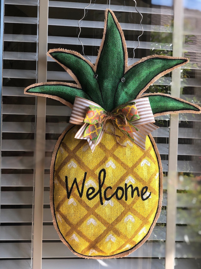 Stuffed Burlap Pineapple Door Hanger Etsy