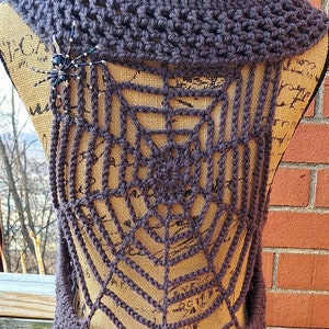 Spiderweb Fae Vest with Beaded Spider Charm and Fabric Fringe