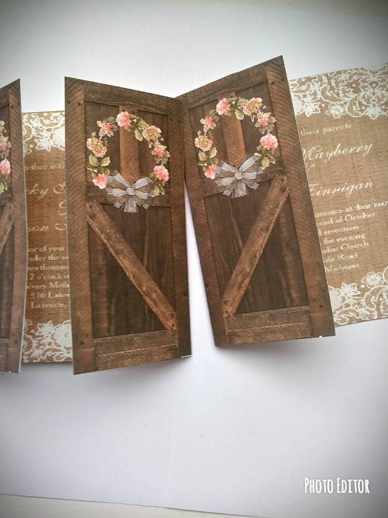 Rustic Wedding Invitations Barn Wedding Invitations Barndoor Etsy