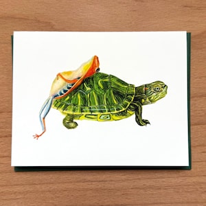 Cartão comemorativo "Tartaruga e amigo", cartão em branco, A2, 5,5" x 4,25"