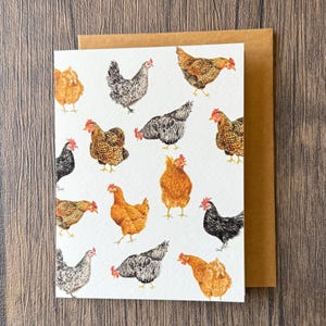 Carte de voeux artistique poulets, carte vierge, A2, 5,5 x 4,25 pouces