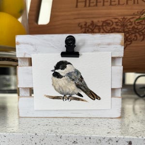 ACEO Bird Watercolor Print | Cute Chickadee Painting | Giclée | Mini Art | 3.5”x2.5” image 2
