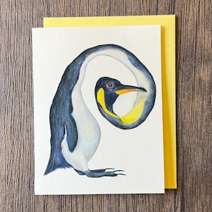 Cartão de felicitações com arte de pinguim torcido, cartão em branco, A2, 5,5" x 4,25"