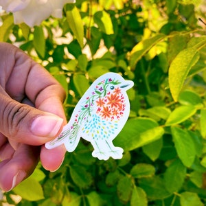 Flower Bird Sticker |  Laptop Stickers, Waterproof Durable Decal Vinyl Stickers , Mini Sticker