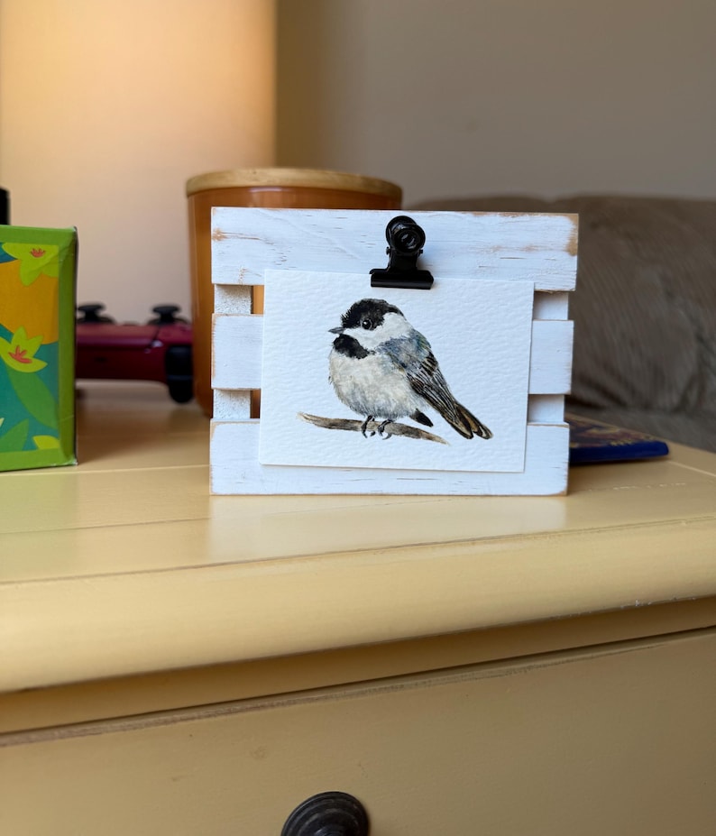 ACEO Bird Watercolor Print | Cute Chickadee Painting | Giclée | Mini Art | 3.5”x2.5” image 3