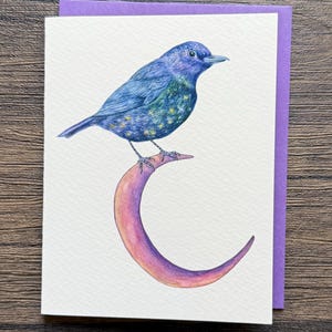 Carte de voeux artistique Night Bird, carte vierge, A2, 5,5 x 4,25 pouces