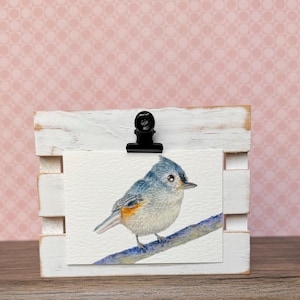 Mini Art Print | ACEO Bird Watercolor Print | Cute Tufted Titmouse Painting Bird | Giclée | 3.5”x2.5”