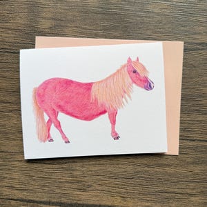 Cartão de felicitações Pink Pony Art, cartão em branco, A2, 5,5" x 4,25"