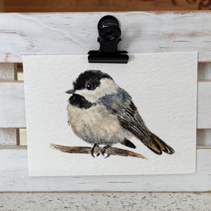 ACEO Bird Watercolor Print | Cute Chickadee Painting | Giclee | Mini Art | 3.5”x2.5”
