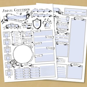 D&D Animal Companion Character Sheet *PDF DOWNLOAD* Fillable - Etsy