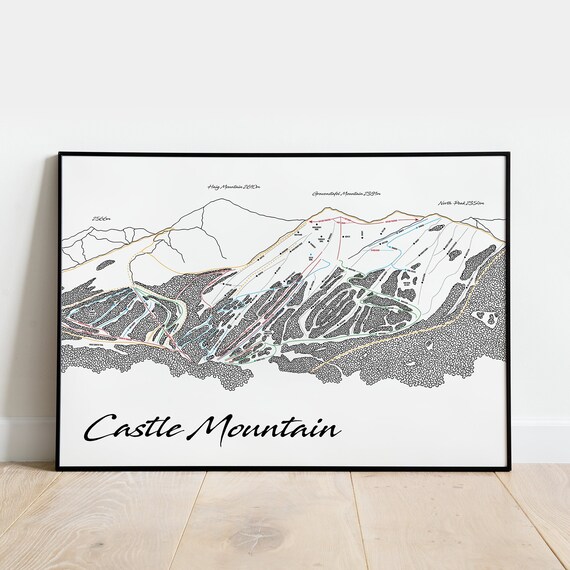 Castle Mountain Trail Map Ski Trail Map Of Castle Mountain | Etsy Singapore