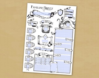 D&D Familiar Character Sheet *PDF DOWNLOAD* Fillable