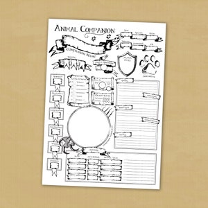 D&amp;D Animal Companion Character Sheet *PDF DOWNLOAD* Fillable - Etsy