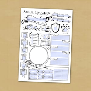 D&amp;D Animal Companion Character Sheet *PDF DOWNLOAD* Fillable - Etsy