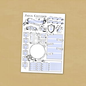 Ficha de personagem de companheiro animal de D&D *DOWNLOAD EM PDF* Preenchável