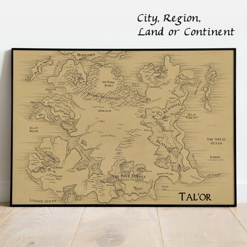 Tal Map Create and Customize Your Fantasy Map *PRINTED* - Etsy