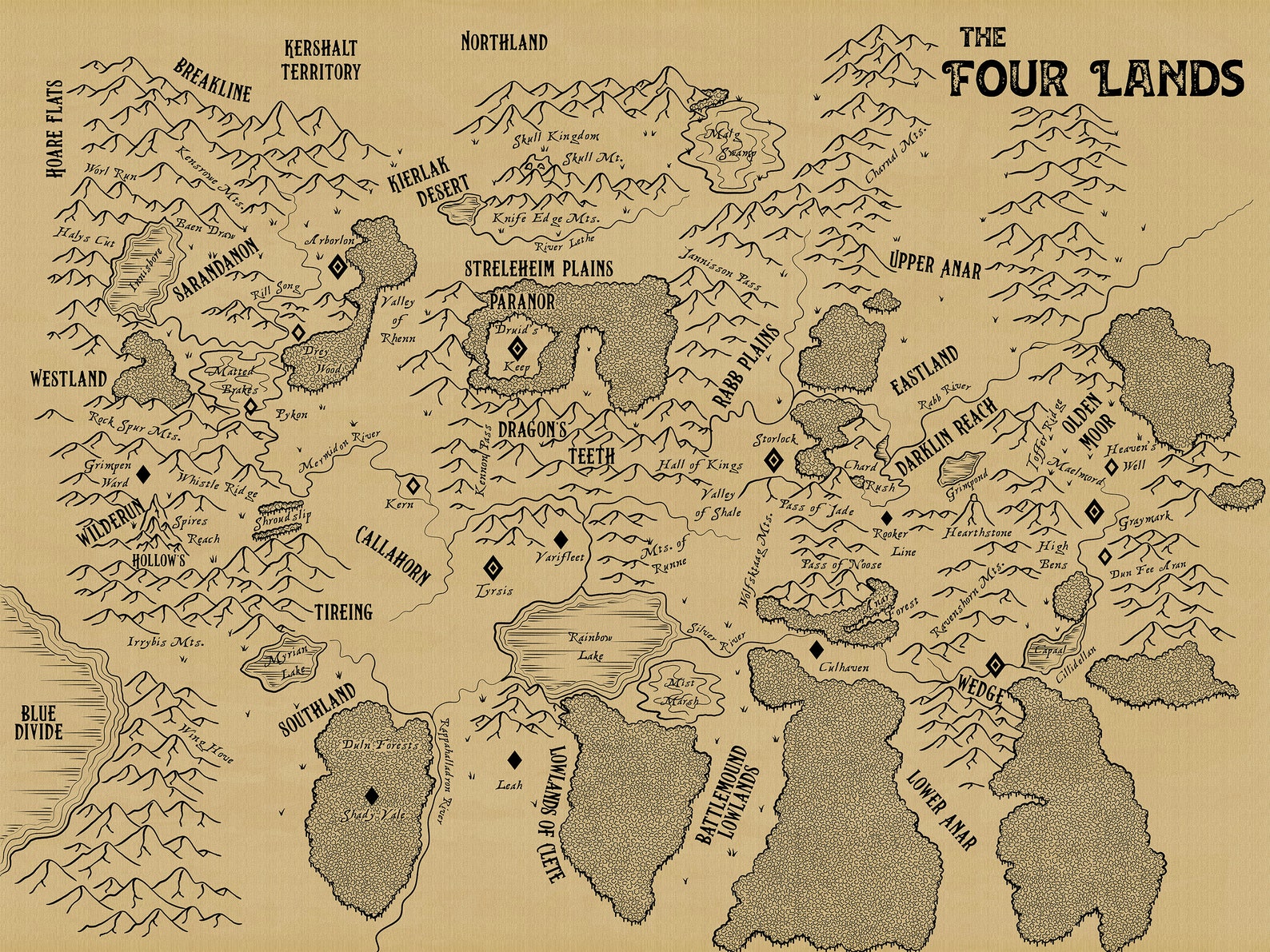 Map of the Four Lands the Sword of Shannara  Etsy
