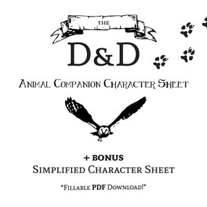 D&D Animal Companion Character Sheet *PDF DOWNLOAD* Fillable - Etsy