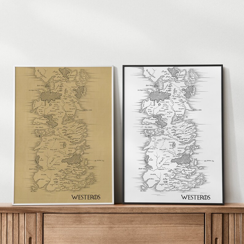 Map From Game Of Thrones Westeros Essos Etsy Canada