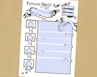 D&D &quot;A Familiar Problem&quot; Character Sheet *PDF DOWNLOAD* Fillable