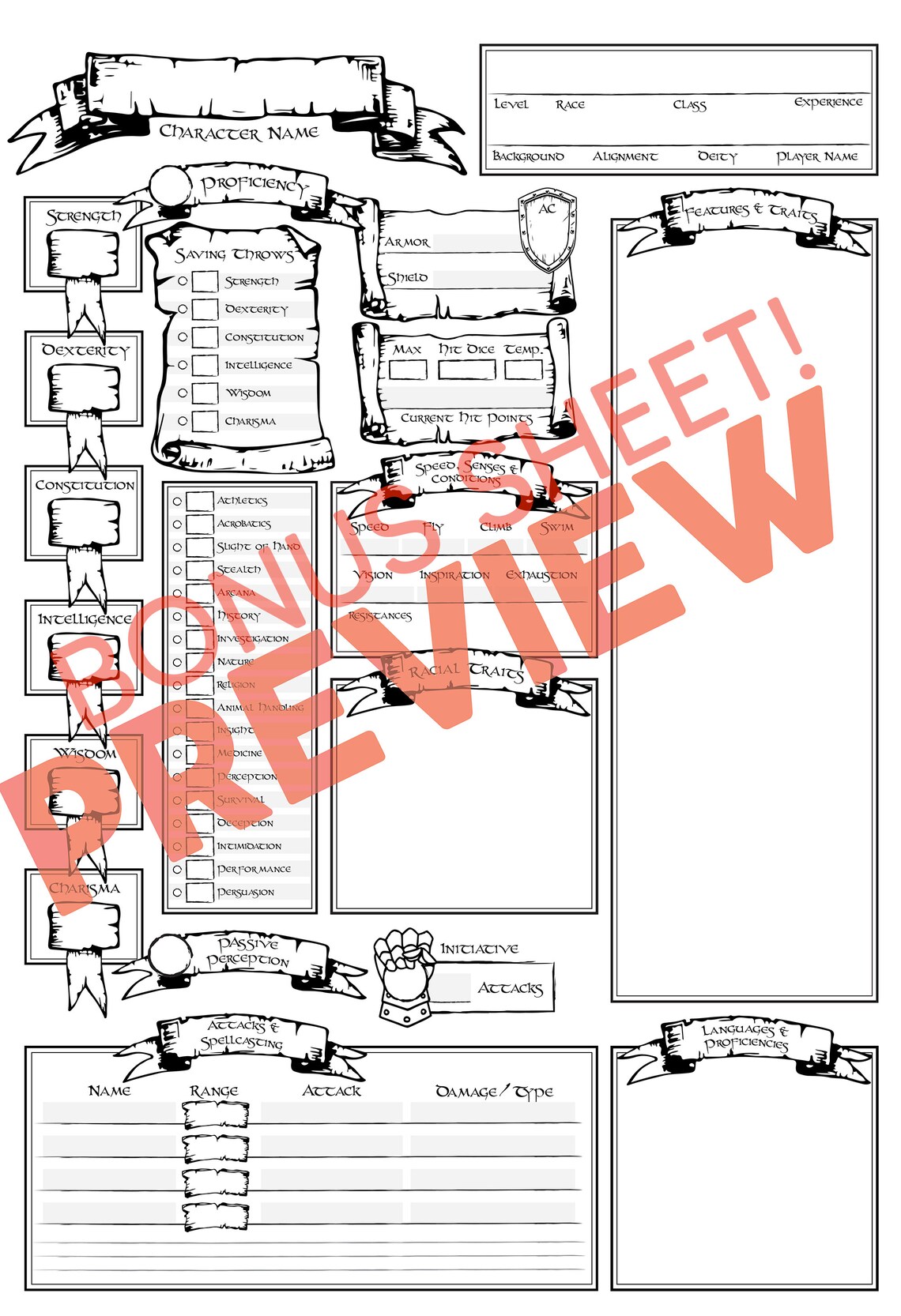 D&amp;D Animal Companion Character Sheet PDF DOWNLOAD Fillable - Etsy