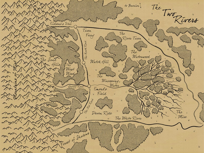 Map of the Two Rivers the Wheel of Time | Etsy Canada