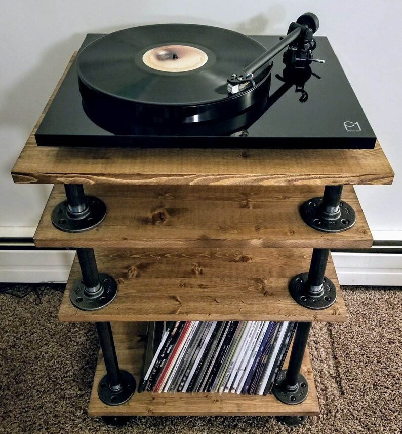 Rustic/Industrial Style Record Player Stand/Vinyl Storage Etsy