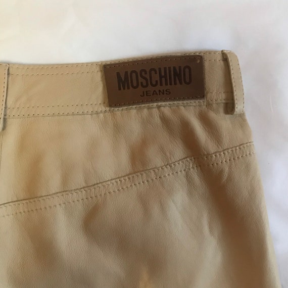 1990s Moschino Camel Brown Leather Midi Skirt - image 4