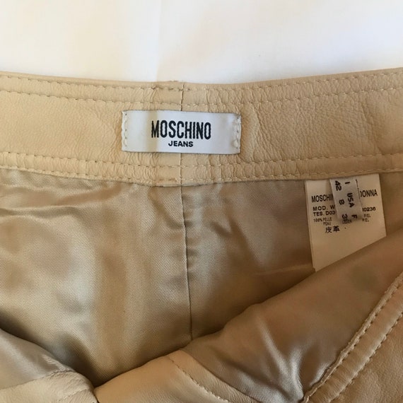 1990s Moschino Camel Brown Leather Midi Skirt - image 5