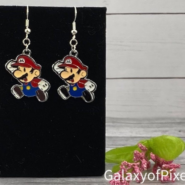 Mario Enamel Charm Dangle Earrings