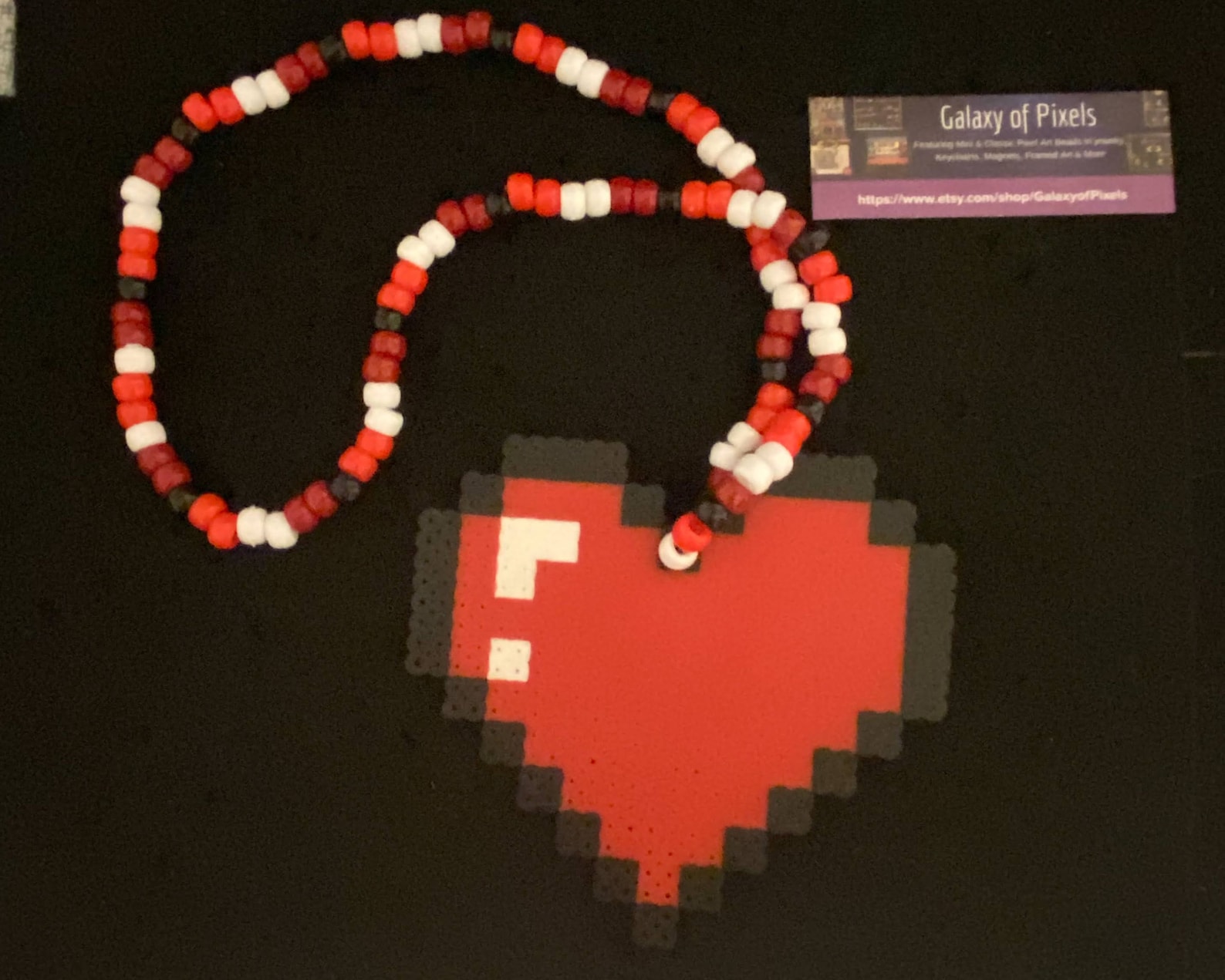 Heart Kandi Perler Necklace Perler Jewelry Artkal Etsy