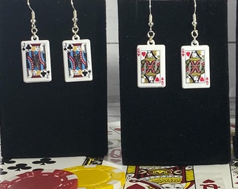 Playing Cards- King, Queen, Jack Charm Dangle Earrings