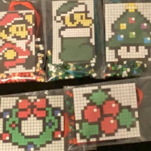 DIY Perler Bead Christmas Ornament Craft Kits, Mario, Trees, Wreaths, Kids Craft All 5 Kits