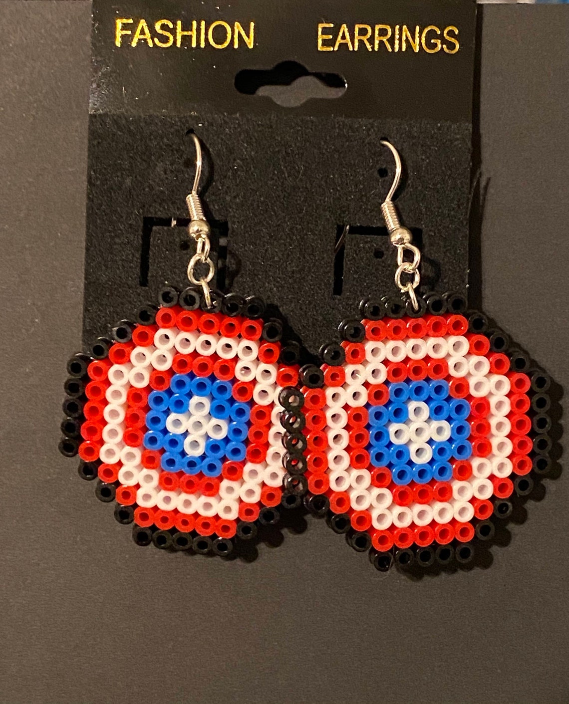 Patriotic July 4th Inspired Mini Perler or Artkal Bead Dangle Etsy