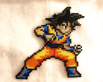 Goku - Dragonball Z, 8 Bit Pixel Art, Perler Bead, Minecraft