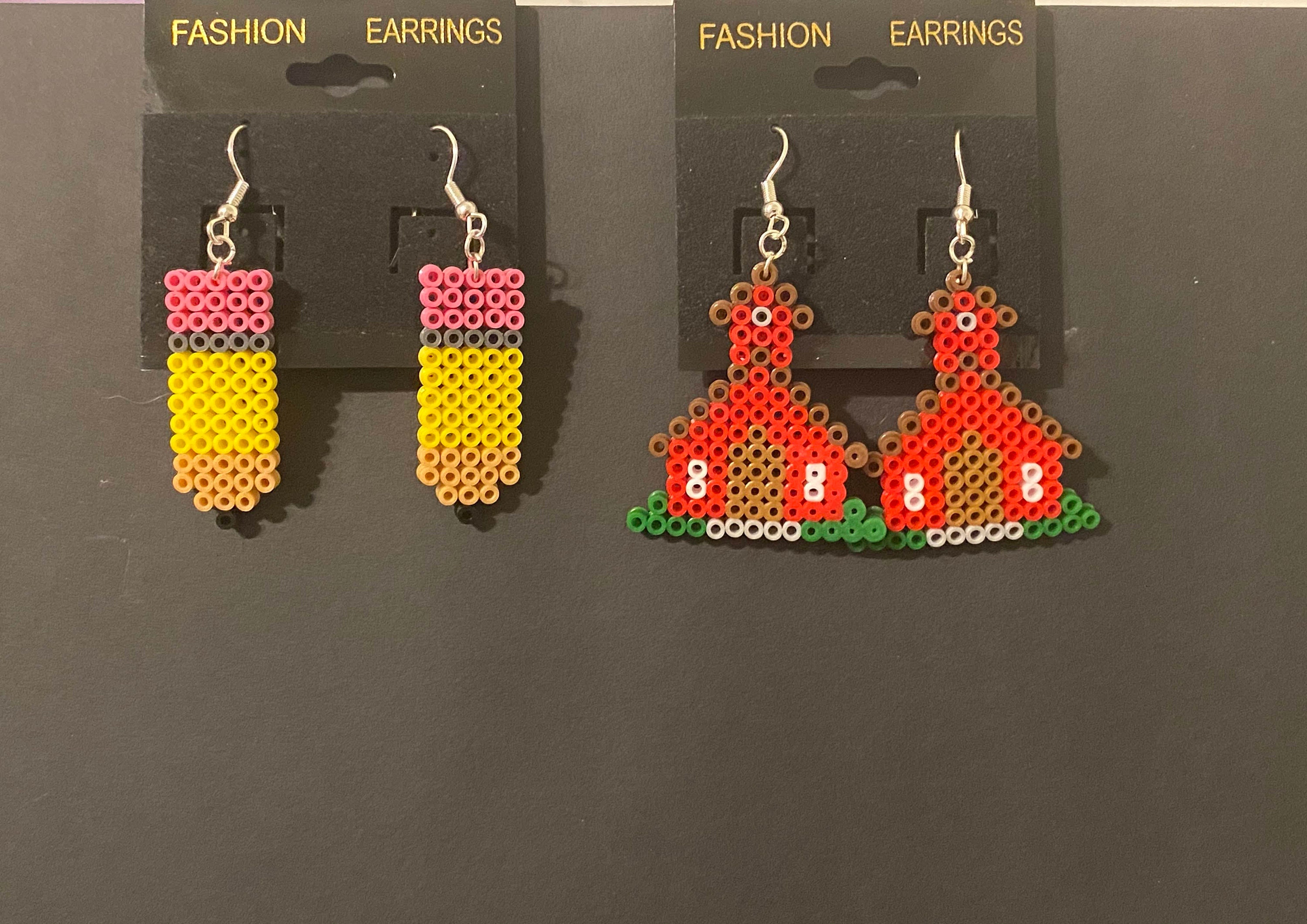 School & Pencil Mini Perler/artkal Bead Dangle Earrings Etsy