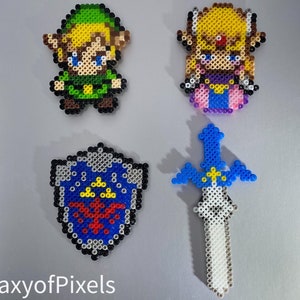 Link & Zelda Magnets, Cartoon Perler, Refrigerator - Perfect for Backpacks, Lockers, Party Favors, Bags, Back to School