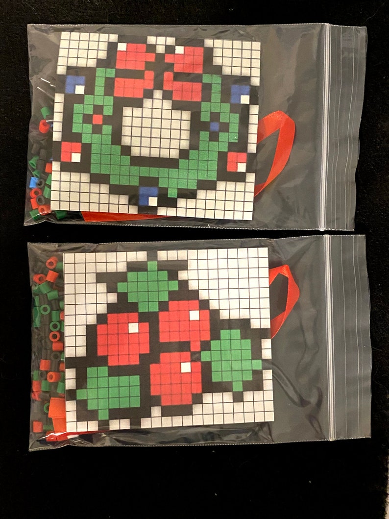 DIY Perler Bead Christmas Ornament Craft Kits, Mario, Trees, Wreaths, Kids Craft image 4