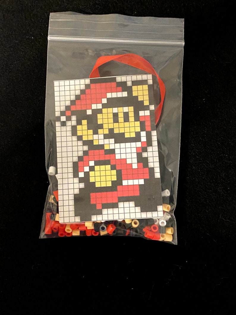 DIY Perler Bead Christmas Ornament Craft Kits, Mario, Trees, Wreaths, Kids Craft Santa Mario