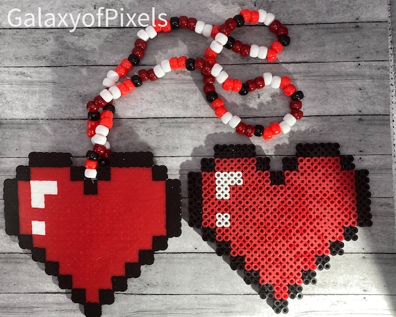 Heart Kandi Perler Necklace Perler Jewelry Artkal Etsy Canada