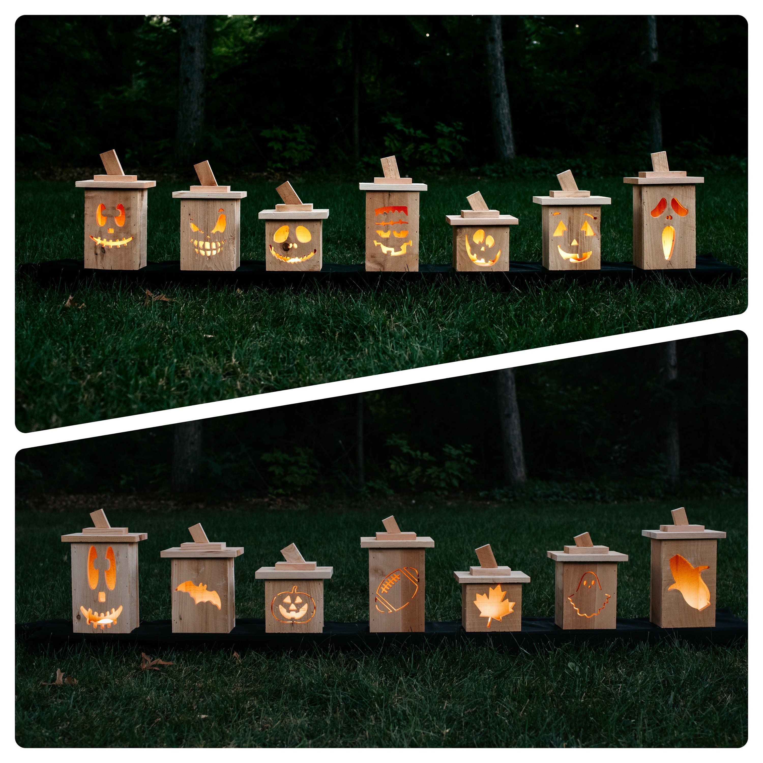 Jack O’ Lanterns - Solid Cedar - Halloween Decor - Outdoor - Wooden - Etsy