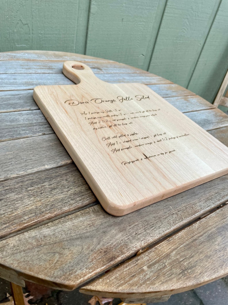 Handwritten Recipe Serving Tray Cutting Board With Handle Etsy