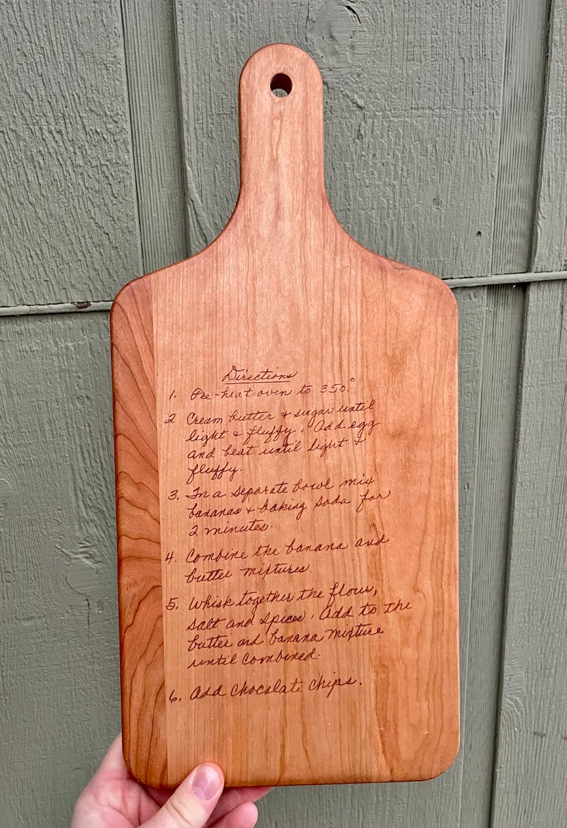 Handwritten Recipe Serving Tray Cutting Board With Handle Etsy